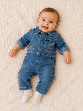 3/$25 Gap Denim Utility Coverall Carpenter Romper 0-3 Months